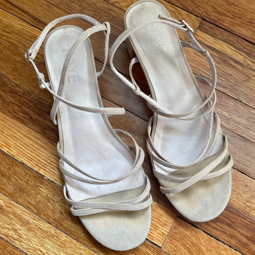 Raye Tan Suede Block Heel Sandals